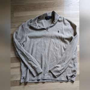 Men's polo 1/4 zip in beige cotton knit